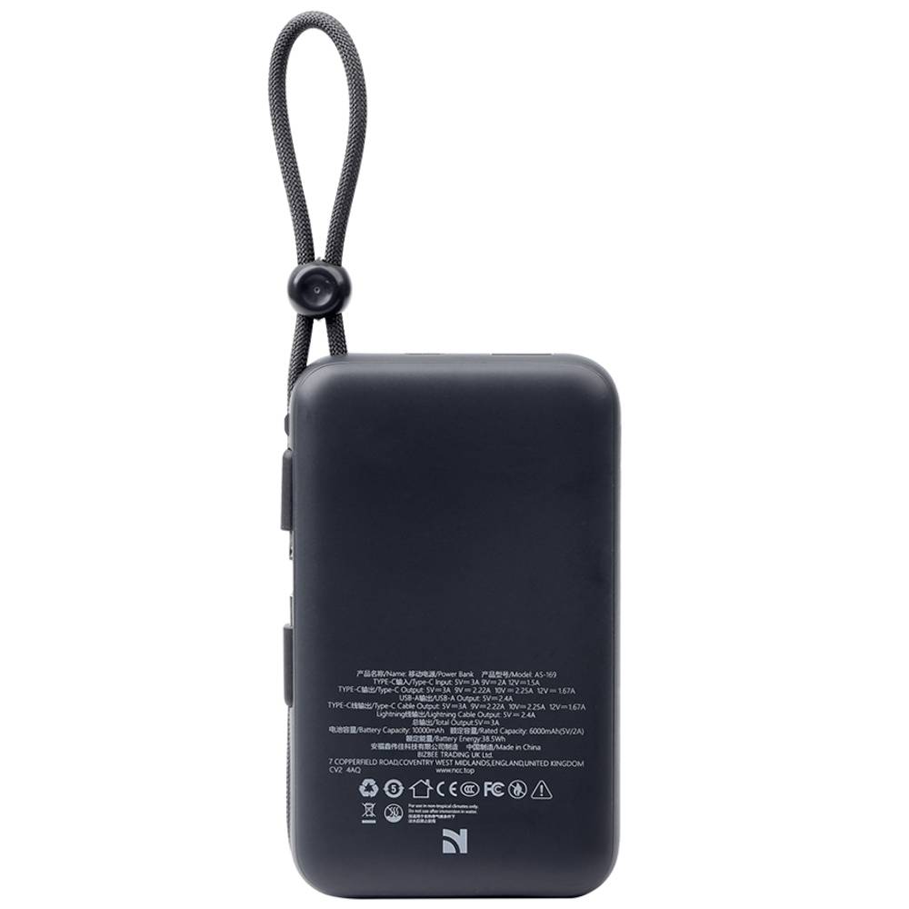 Baterie Externa 10000mAh cu Cablu Incorporat - NCC (AS-169) - imagine 10